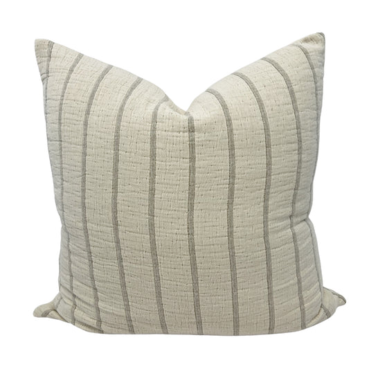 Cream and flax stripe pillow cover