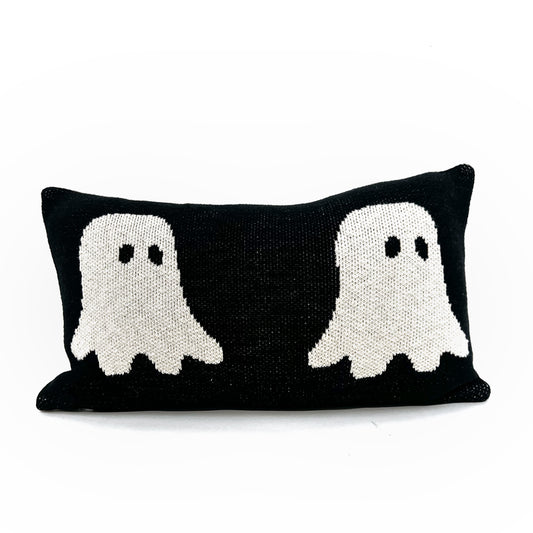 Black and white ghost pillow cover