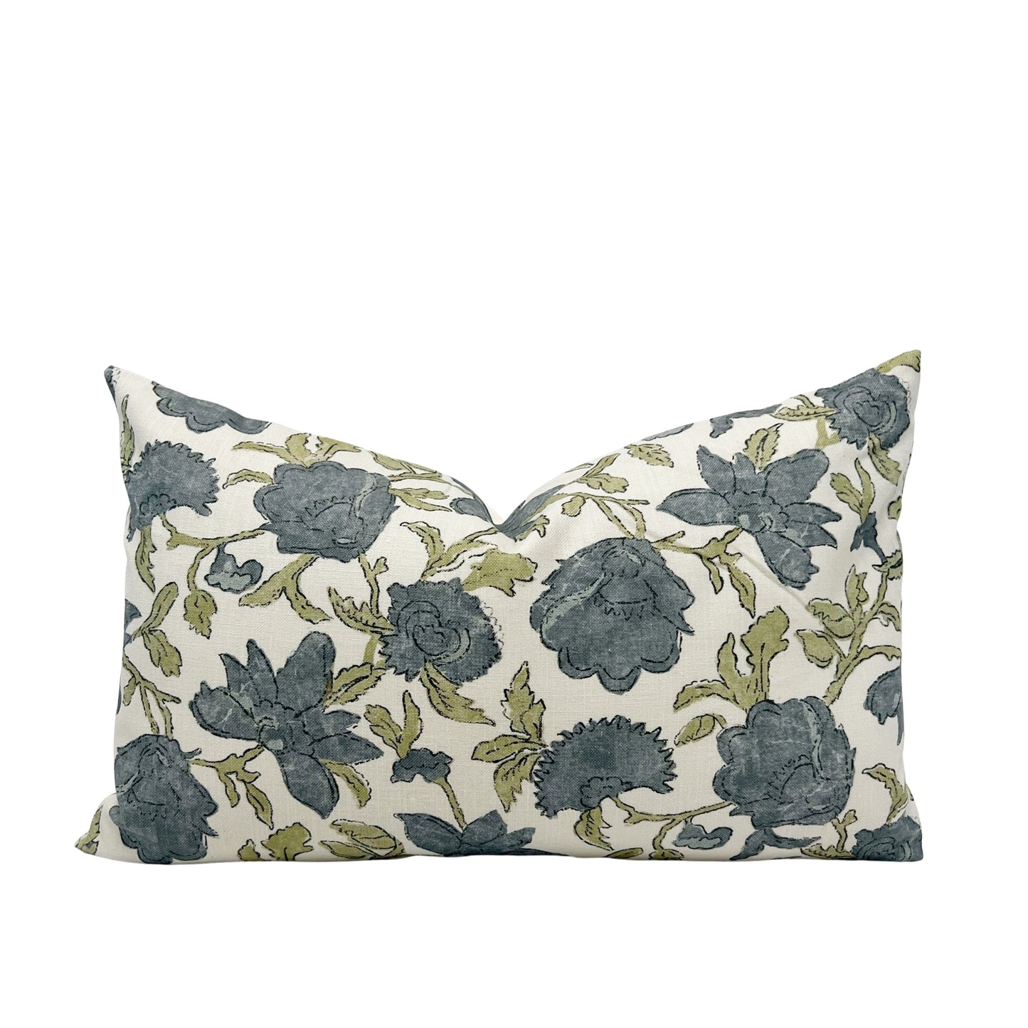 Dusty blue floral pillow cover