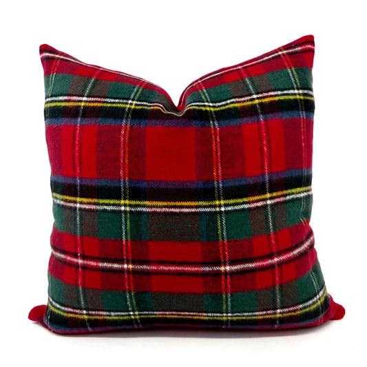 Red Fleece Plaid Holiday pillow cover
