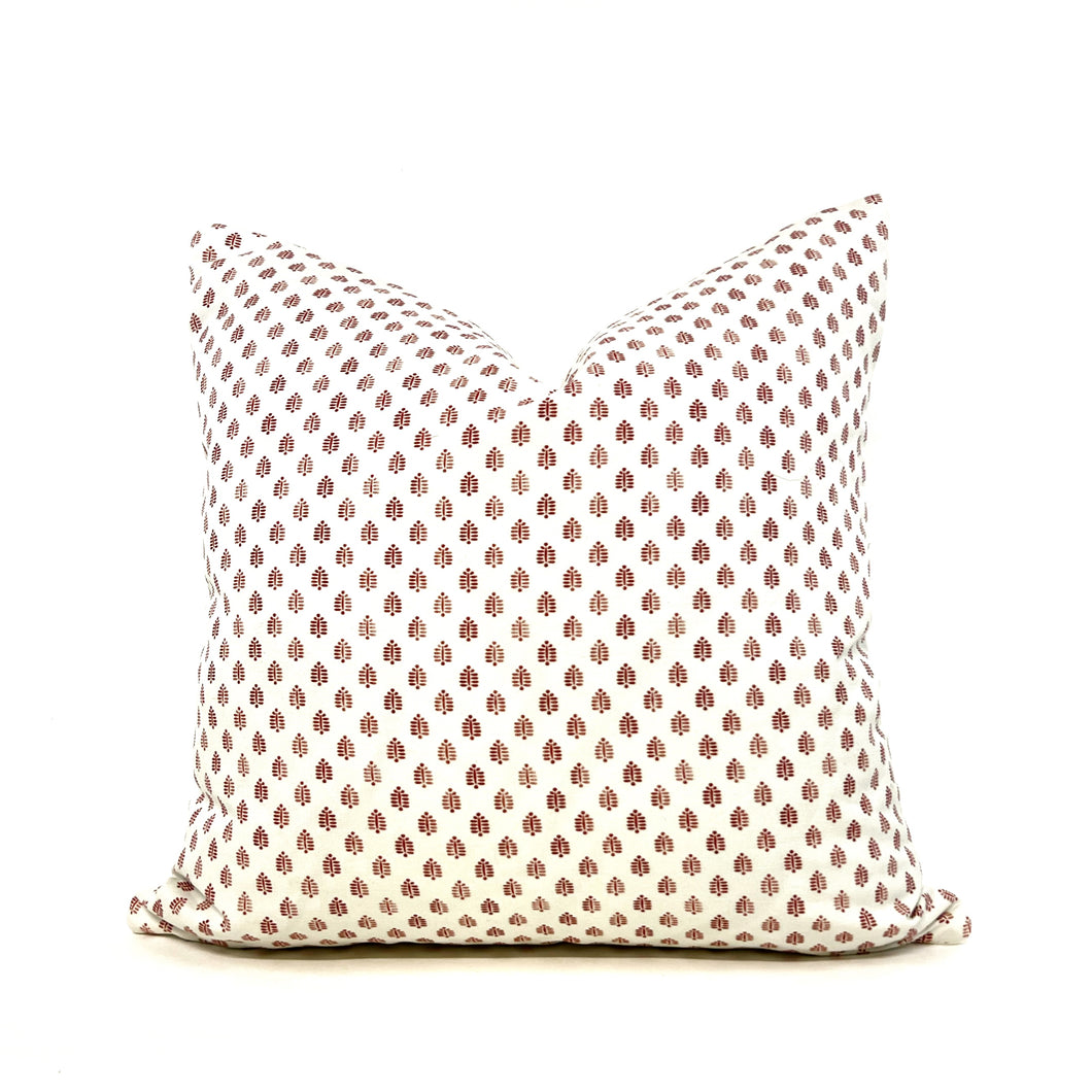 Rust mini floral block pillow cover