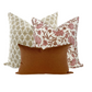 Pillow cover combination #11, harvest beige and woven cream pillow cover, pink wildflower pillow cover, copper brown linen blend pillow cover
