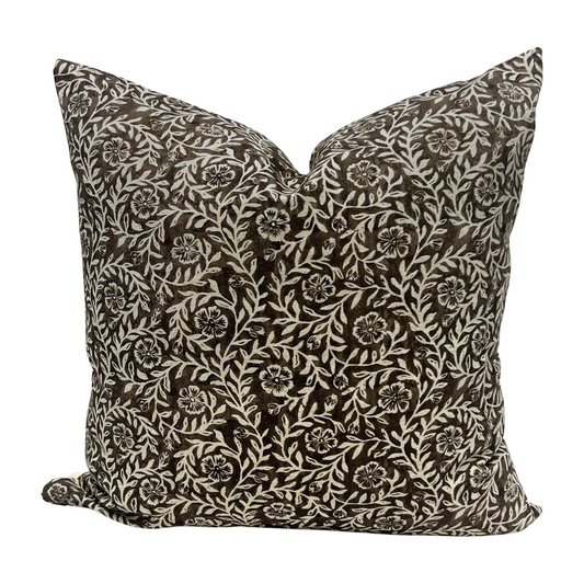 Warm brown floral pillow cover