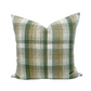 Green and beige plaid pillow cover