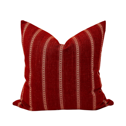 Red and beige stripe pillow cover