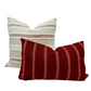 Cream, red and gold chunky woven stripe pillow cover