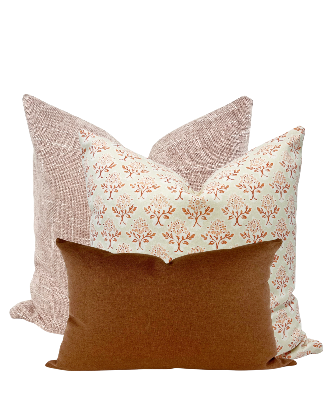 Pink and rust floral pillow cover