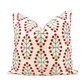 Coral and green embroidered floral pillow cover