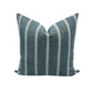 Denim blue and beige stripe pillow cover
