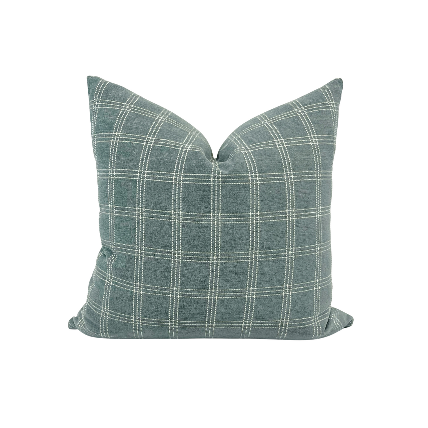 Chambray blue and white check pillow cover