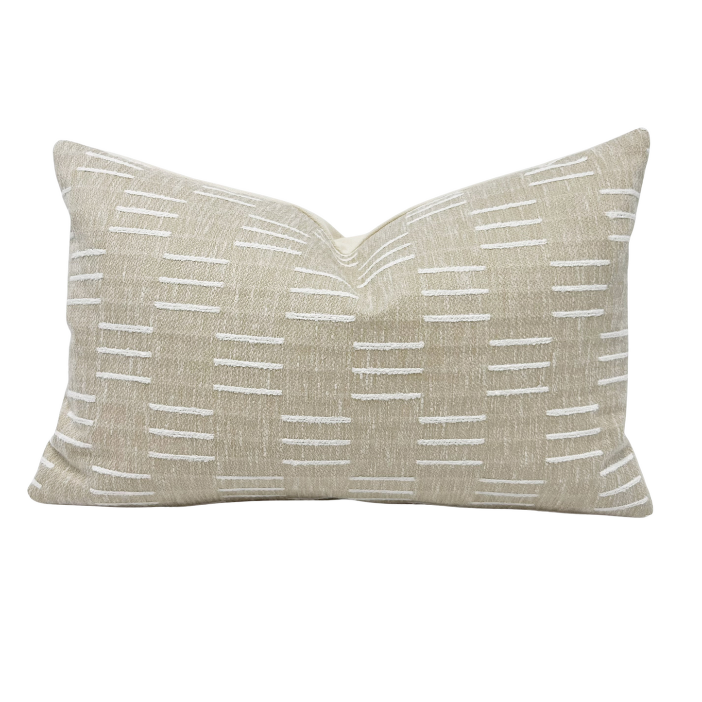Creamy oatmeal and white woven dash pillow cover