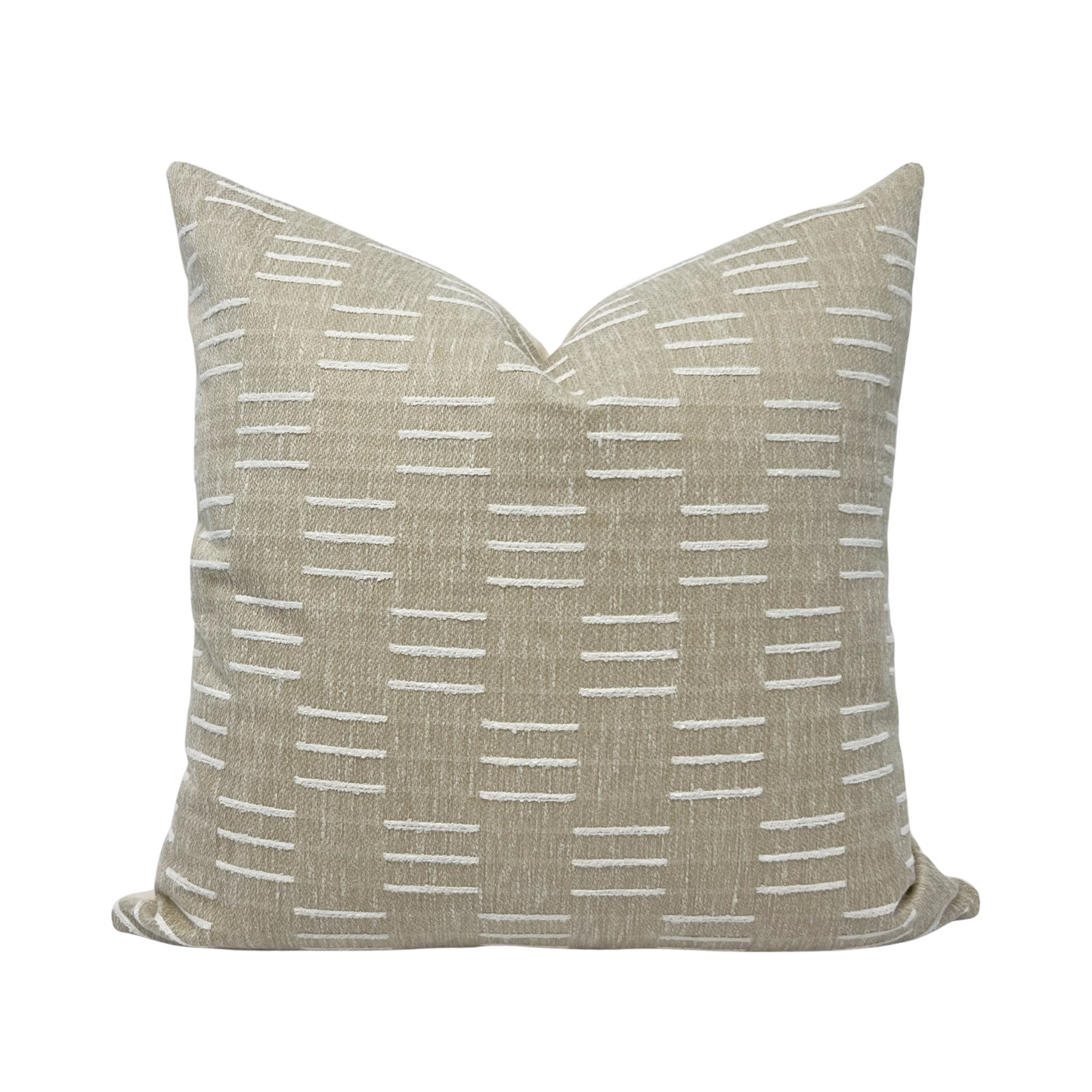 Creamy oatmeal and white woven dash pillow cover