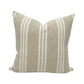 Cream and white vertical stripe pillow cover