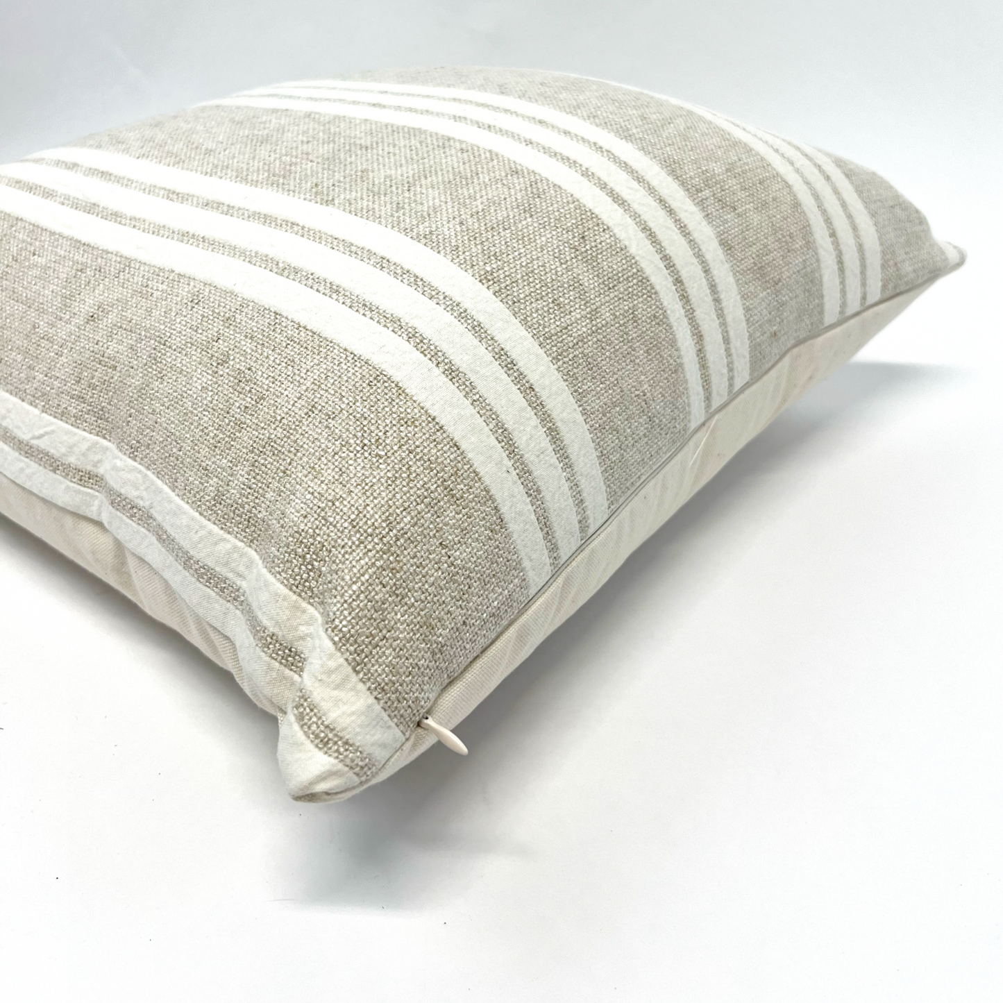 Cream and white vertical stripe pillow cover
