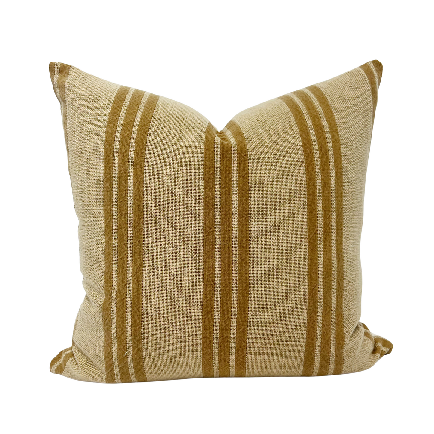 Ochre yellow vertical stripe pillow cover