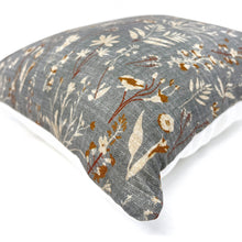 Load image into Gallery viewer, Rust and steel gray floral pillow cover
