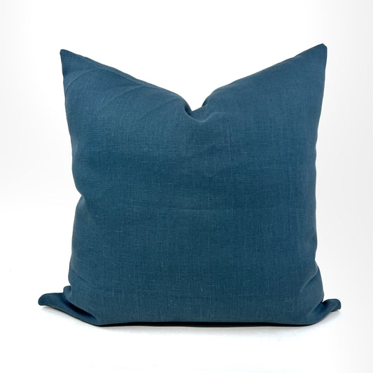 Lagoon blue linen pillow cover