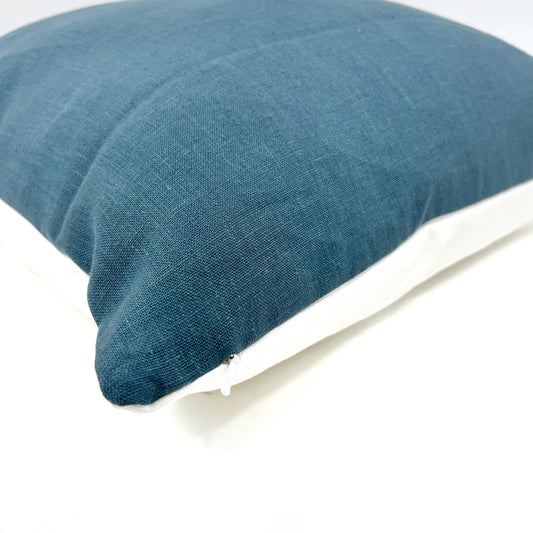 Lagoon blue linen pillow cover