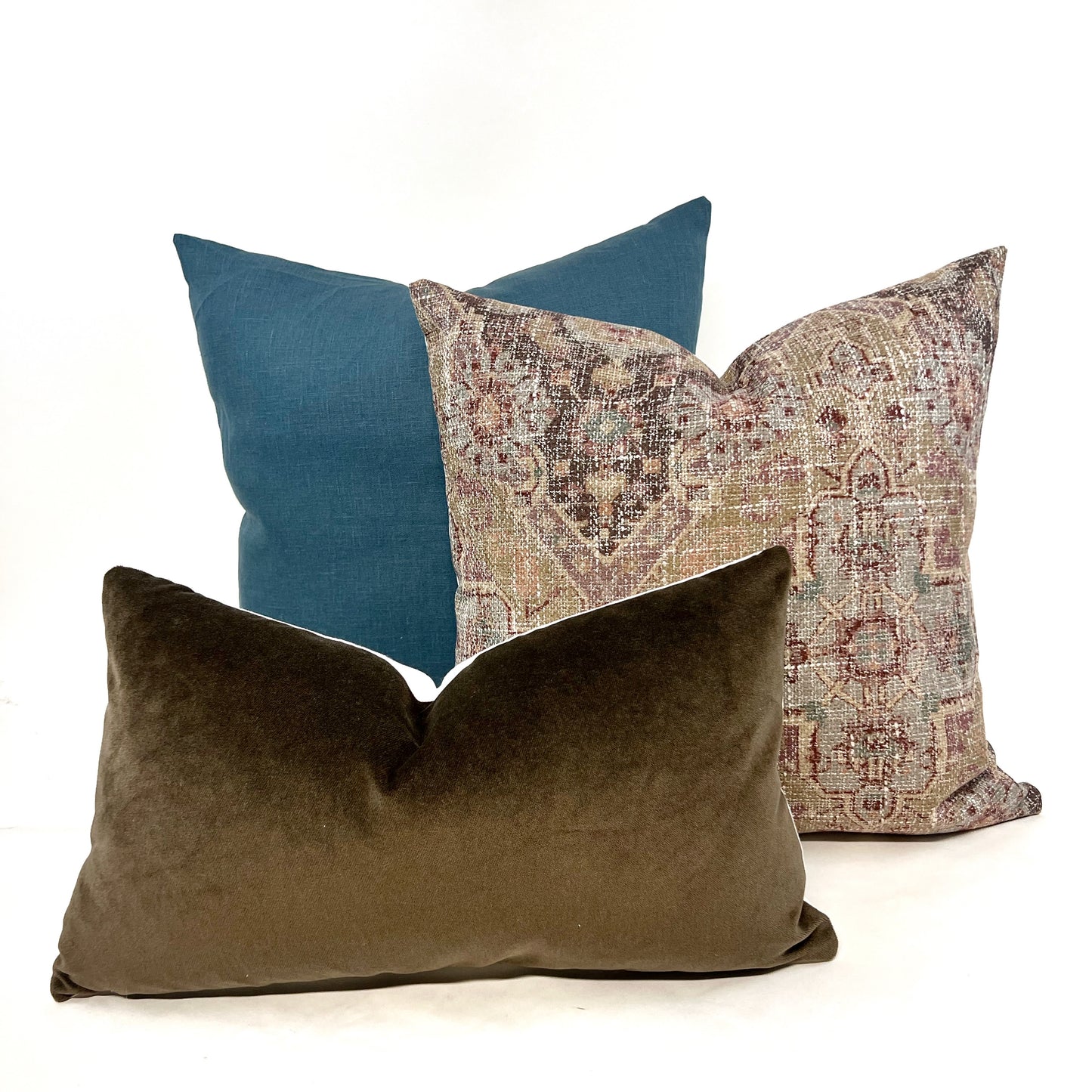 Lagoon blue linen pillow cover