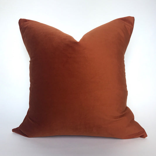 Velvet pillow cover - pumpkin - rust -orange