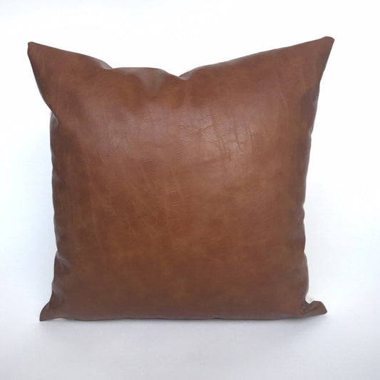 Faux leather pillow cover - camel color