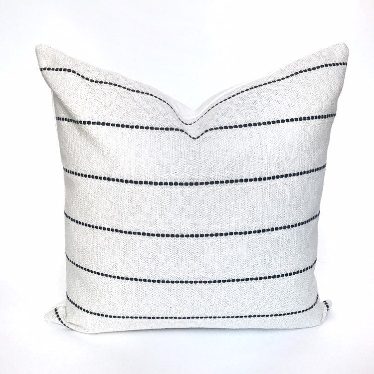 Off-white with black pin stripe pillow cover