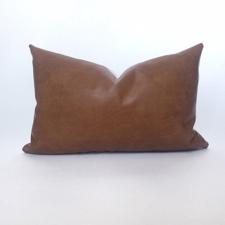 Faux leather pillow cover - camel color