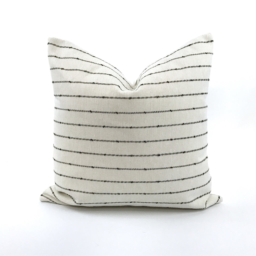 Cream and woven black stripe pillow cover