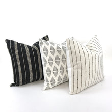 Load image into Gallery viewer, Cream and woven black stripe pillow cover
