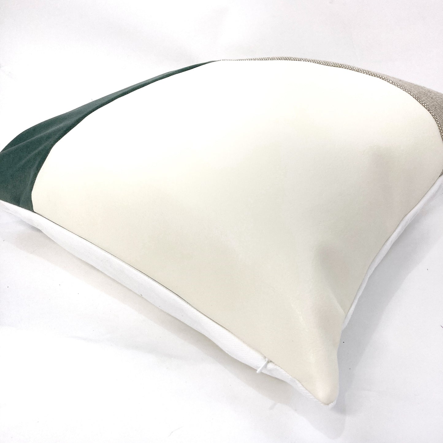 Jade green velvet color block pillow cover