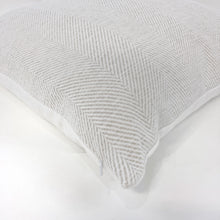 Load image into Gallery viewer, White and greige woven herringbone pillow cover
