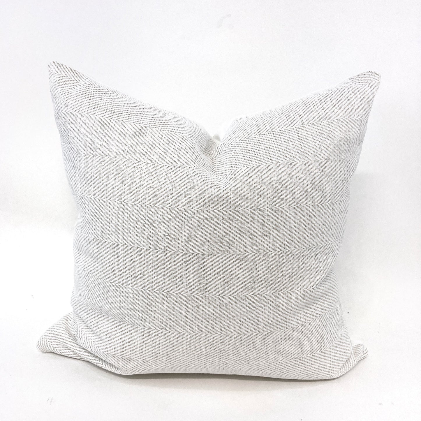 White and greige woven herringbone pillow cover