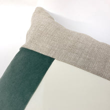 Load image into Gallery viewer, Jade green velvet color block pillow cover
