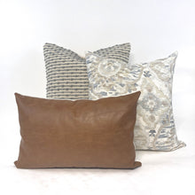 Load image into Gallery viewer, Handwoven cream and gray wool stripe pillow cover
