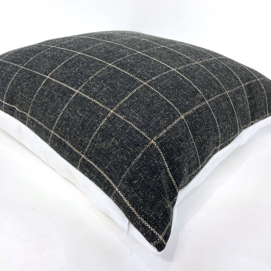 Charcoal window pane pillow cover