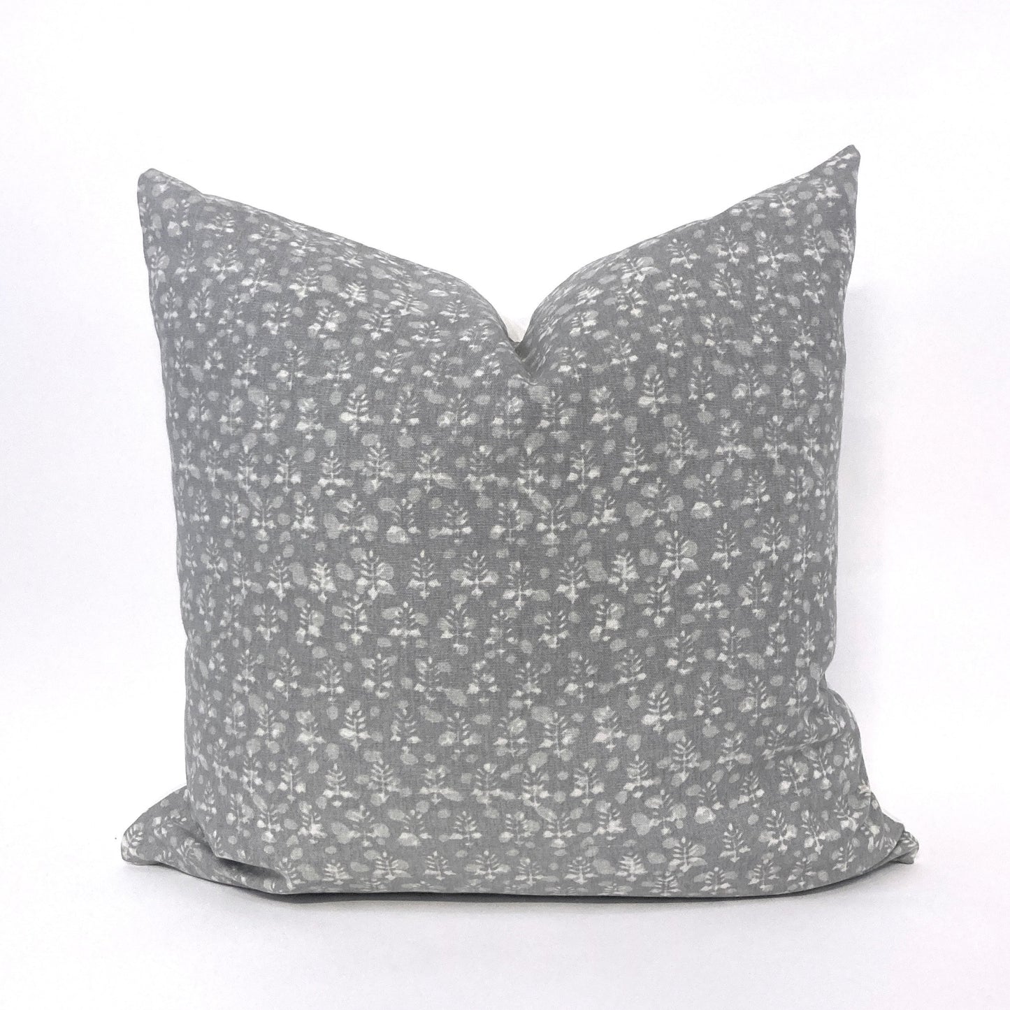 Gray floral block pillow cover