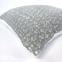 Load image into Gallery viewer, Gray floral block pillow cover
