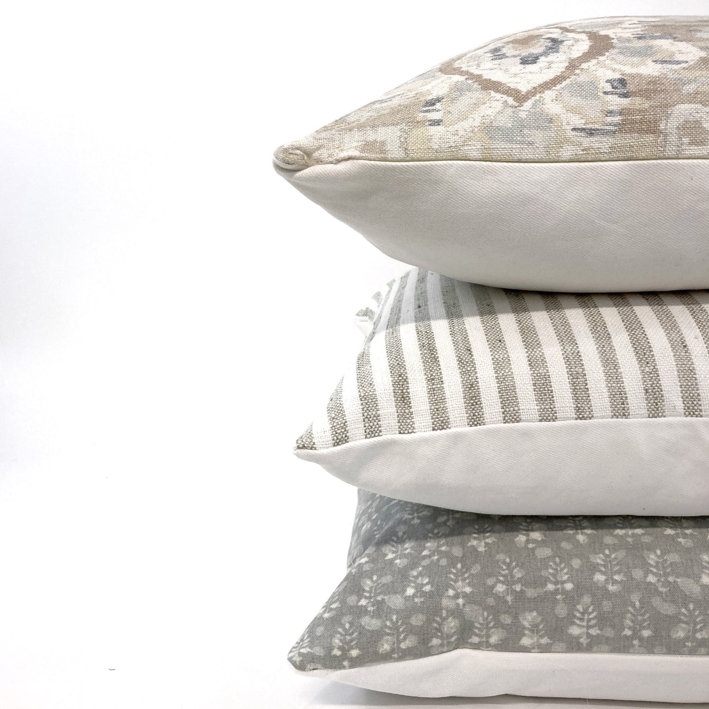 Gray floral block pillow cover