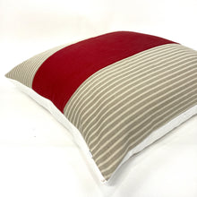 Load image into Gallery viewer, Red and beige stripe color block pillow cover
