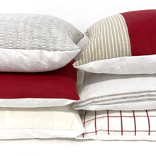 Load image into Gallery viewer, Red and beige stripe color block pillow cover
