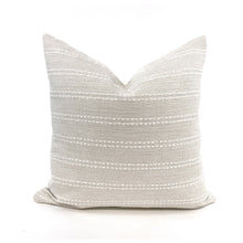 Load image into Gallery viewer, Pillow cover combo #5, Terra cotta medallion pillow cover, Terra cotta linen pillow cover, cream and woven white stripe pillow cover
