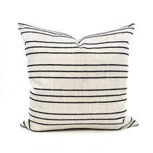 Load image into Gallery viewer, Flax and woven black stripe pillow cover
