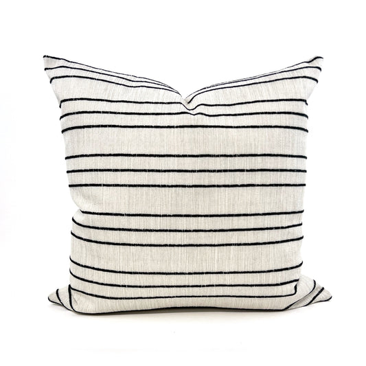 Flax and woven black stripe pillow cover