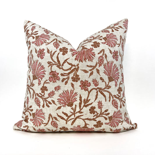 Pink wildflower pillow cover