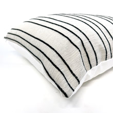 Load image into Gallery viewer, Flax and woven black stripe pillow cover
