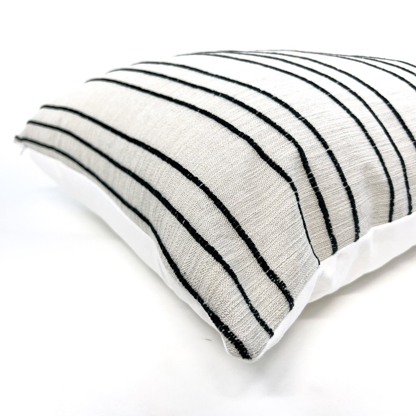 Flax and woven black stripe pillow cover