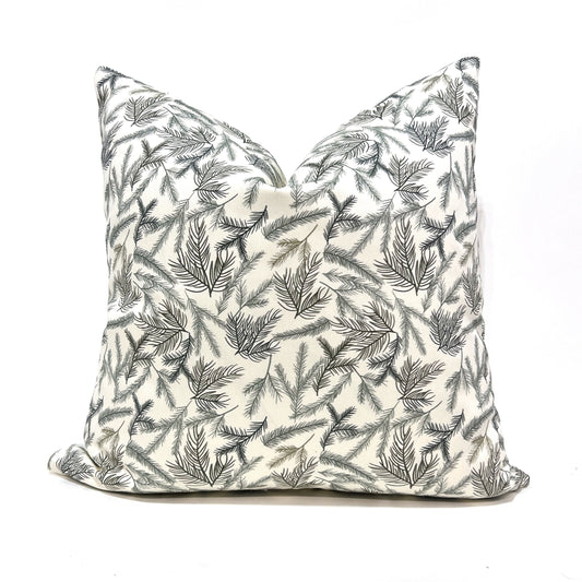 Evergreen branch pillow cover