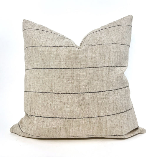 Pillow cover combo #14, oatmeal and black stripe cover, jewel-toned medallion cover, sage green linen cover