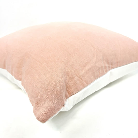 Light coral linen pillow cover