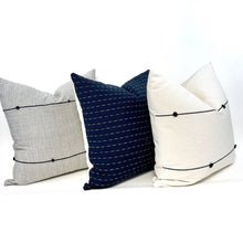 Load image into Gallery viewer, Hand-loomed Mexican gray and black stripe pillow cover
